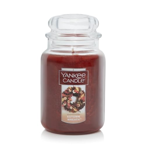 Candle Autumn Wreath Scented, Classic 22oz Large Jar Single Wick Aromatherapy Candle