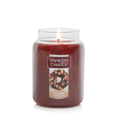 Candle Autumn Wreath Scented, Classic 22oz Large Jar Single Wick Aromatherapy Candle