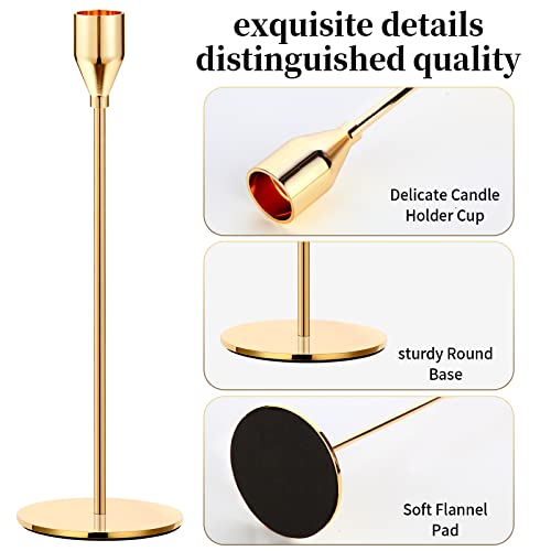 Metal Gold Taper Candle Holder for Wedding, Dinning, Party, Fits 3/4 inch Thick Candle