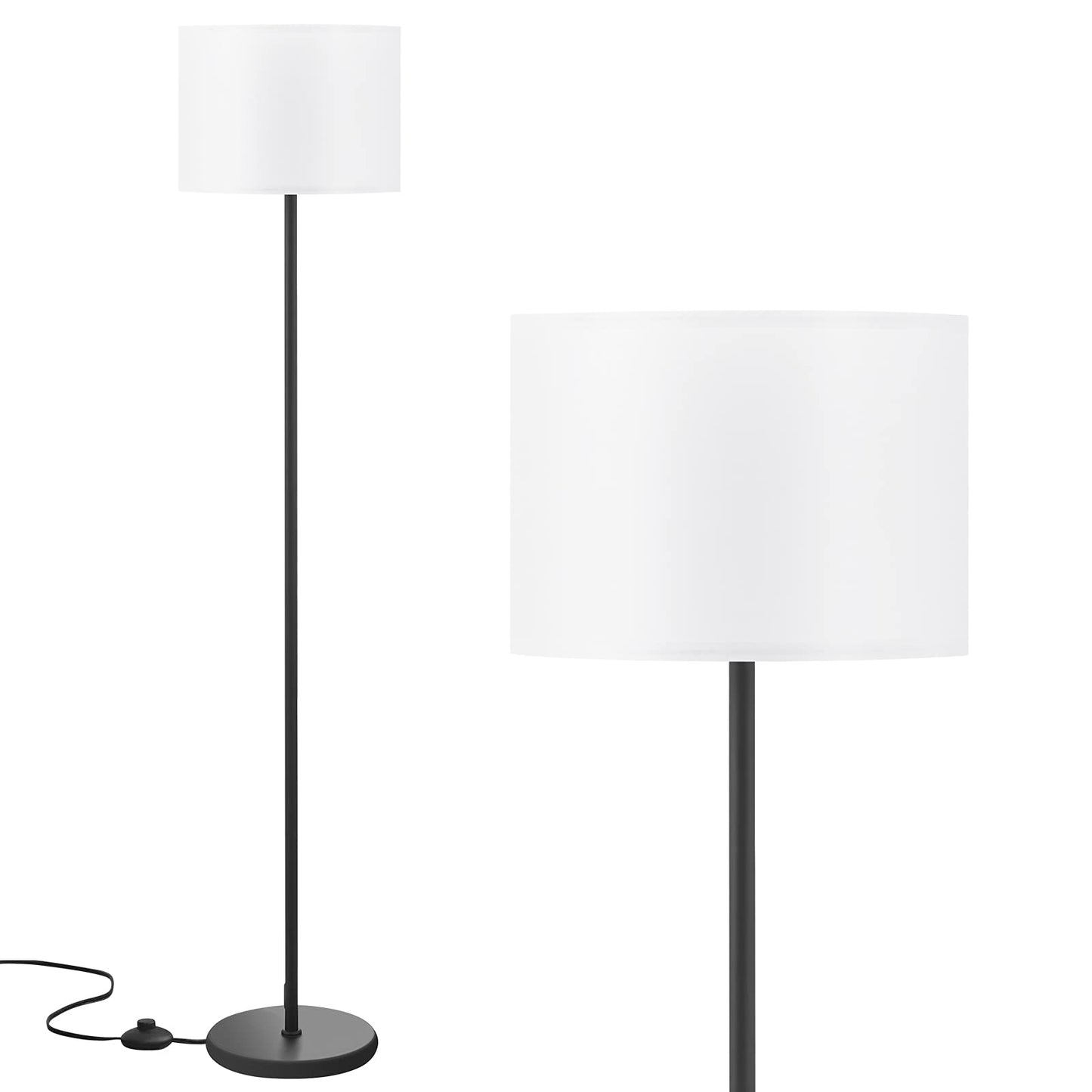 Modern Floor Lamp Simple Design with White Shade, Foot Pedal Switch 60