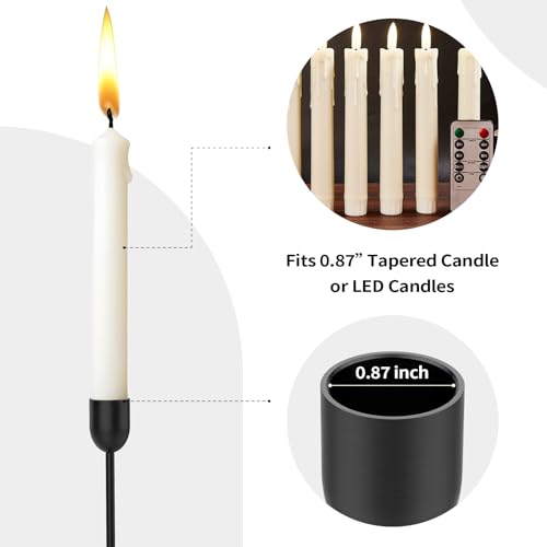 ChefBee Black Candle Candlestick Holder - 3PCS Taper Candle Holders for Table Wedding