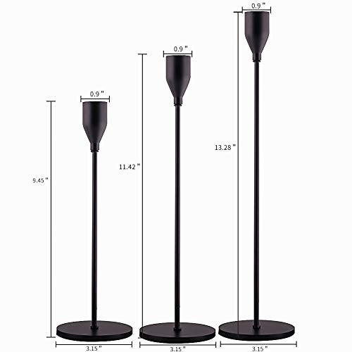 Matte Black Candle Holders Set of 3 for Taper Candles, Decorative Candlestick Holder