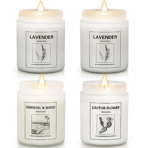 4 Pack Candles for Home Scented, Lavender Candles Set, Aromatherapy Jar Candles for Home