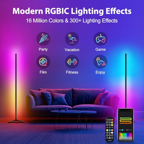 Floor Lamp,16 Million Colors LED Floor Lamps for Living Room with Music