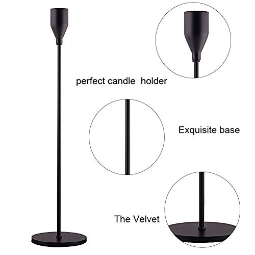 Matte Black Candle Holders Set of 3 for Taper Candles, Decorative Candlestick Holder