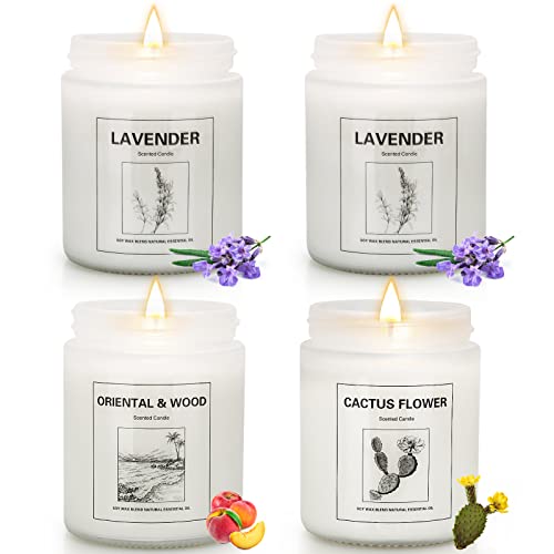 4 Pack Candles for Home Scented, Lavender Candles Set, Aromatherapy Jar Candles for Home