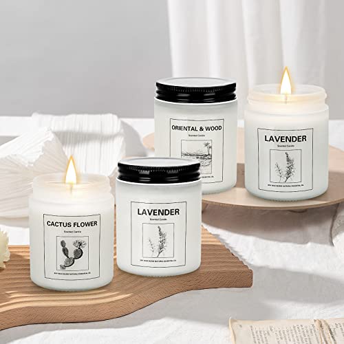 4 Pack Candles for Home Scented, Lavender Candles Set, Aromatherapy Jar Candles for Home