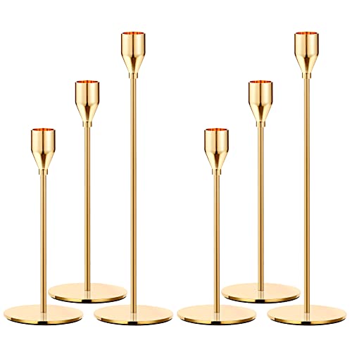 Metal Gold Taper Candle Holder for Wedding, Dinning, Party, Fits 3/4 inch Thick Candle