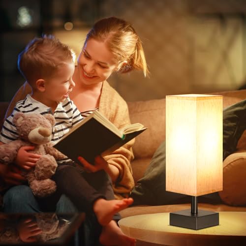 Small Table Lamp for Bedroom - Bedside Lamps for Nightstand, Minimalist Night Stand Light Lamp