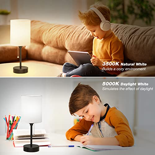 Small Bedside Table lamp for Bedroom - 3 Color Lamps with USB C and A Ports