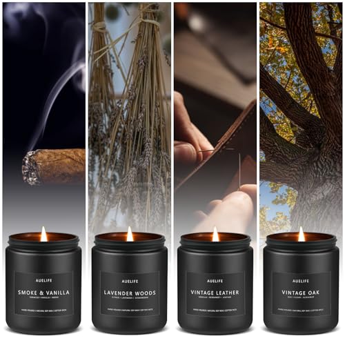 Scented Candles Set | Men Candle Se Gifts for Men - 4 Pack Men Candle Gifts Soy Candles