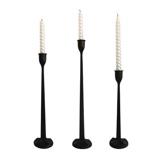 Decorative Candle Stand - Candlestick Holder for Wedding, Dinning, Party, Set 3 (Black)