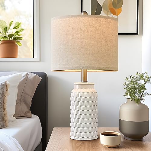 White Modern Ceramic Lamp Set Decotor Farmhouse Table Lamp for Living Room Office Dorm