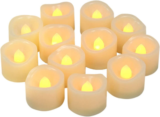 12 Pack LED Flameless Votive Candles Flickering Small Tea Light Battery Halloween Decorations