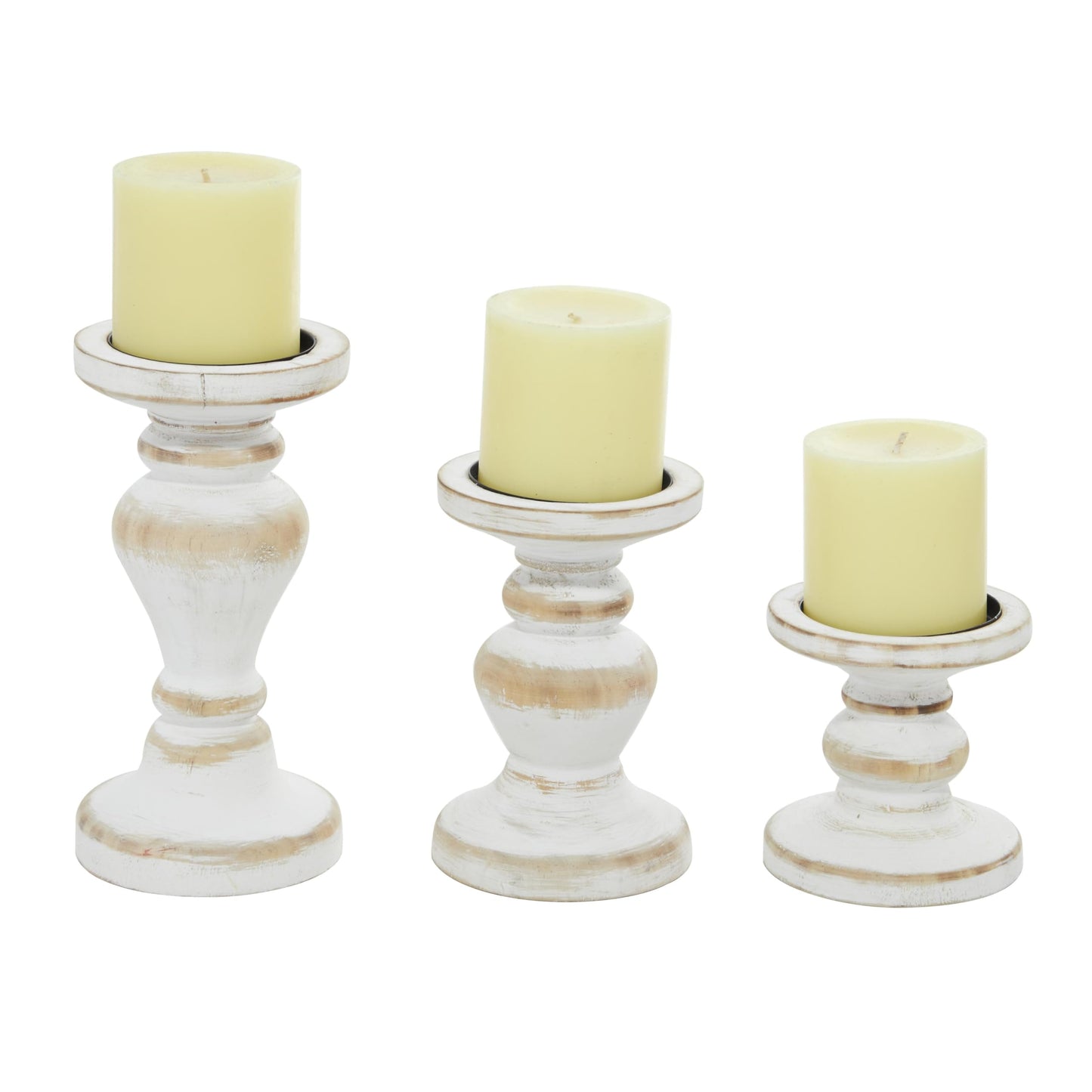 Wood Decorative Candle Holder Turned Style Candle Stand, Set of 3 Candlestick