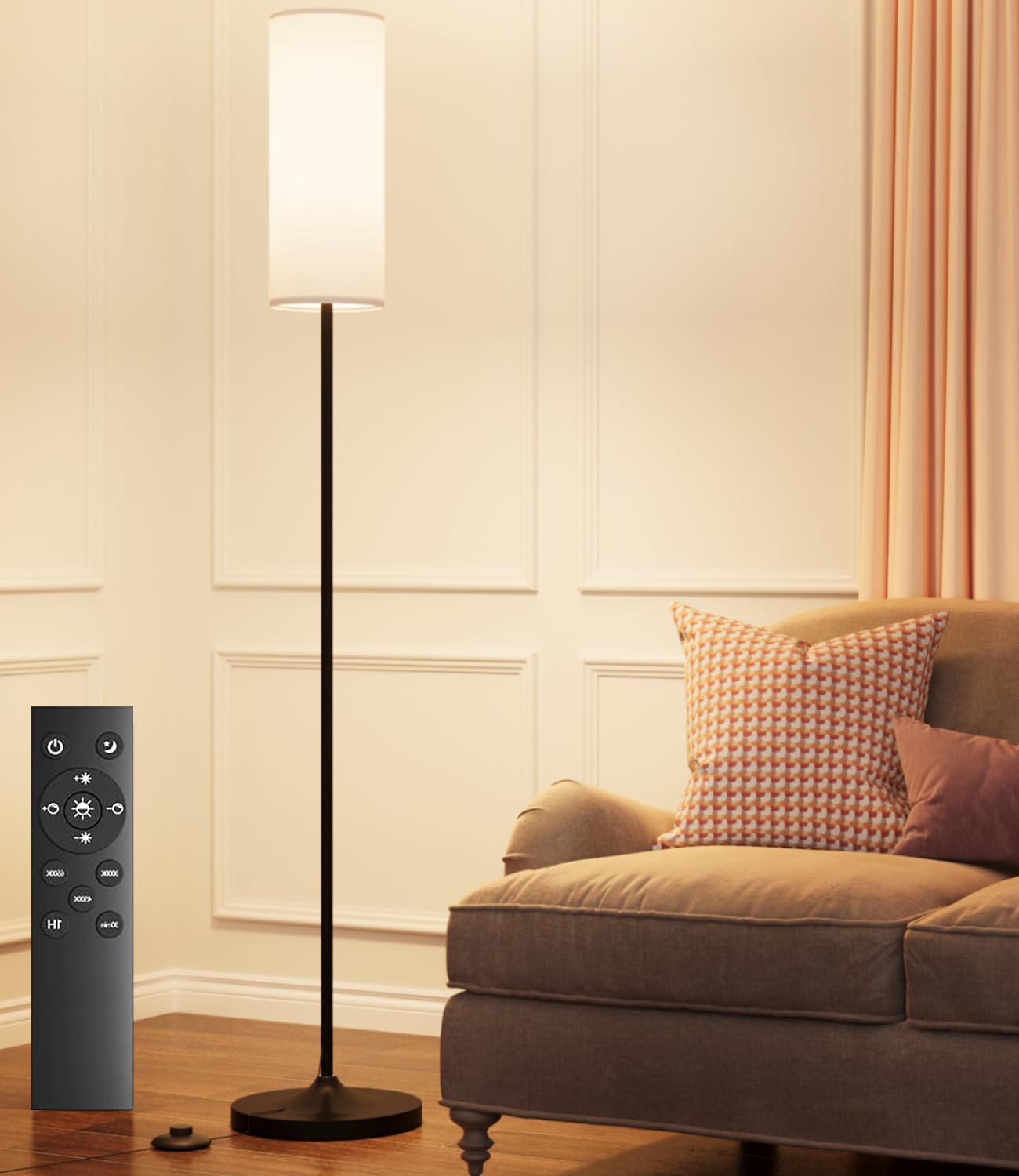 LED Floor Lamp for Living Room, Dimmable Standing Lamps with Foot Switch, Remote Custom Color