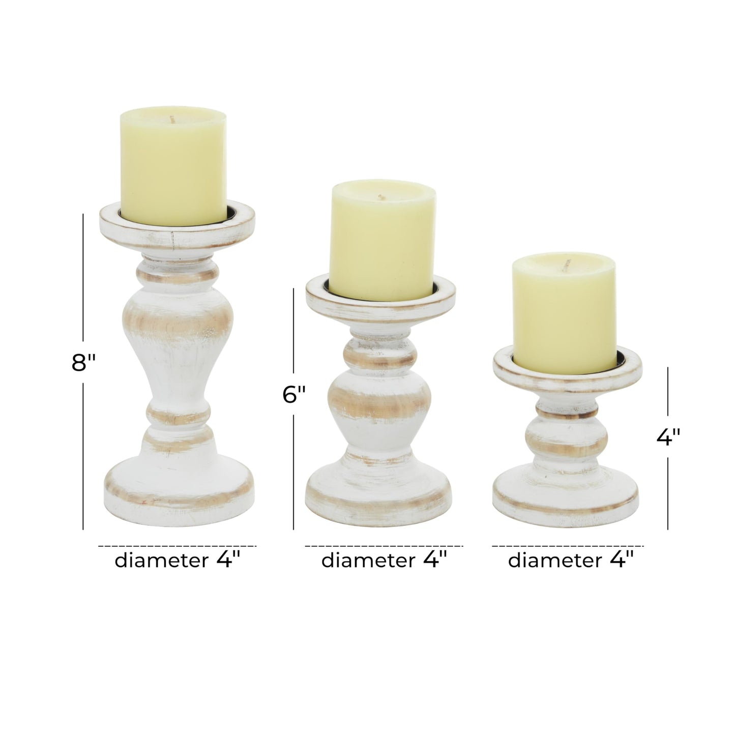 Wood Decorative Candle Holder Turned Style Candle Stand, Set of 3 Candlestick