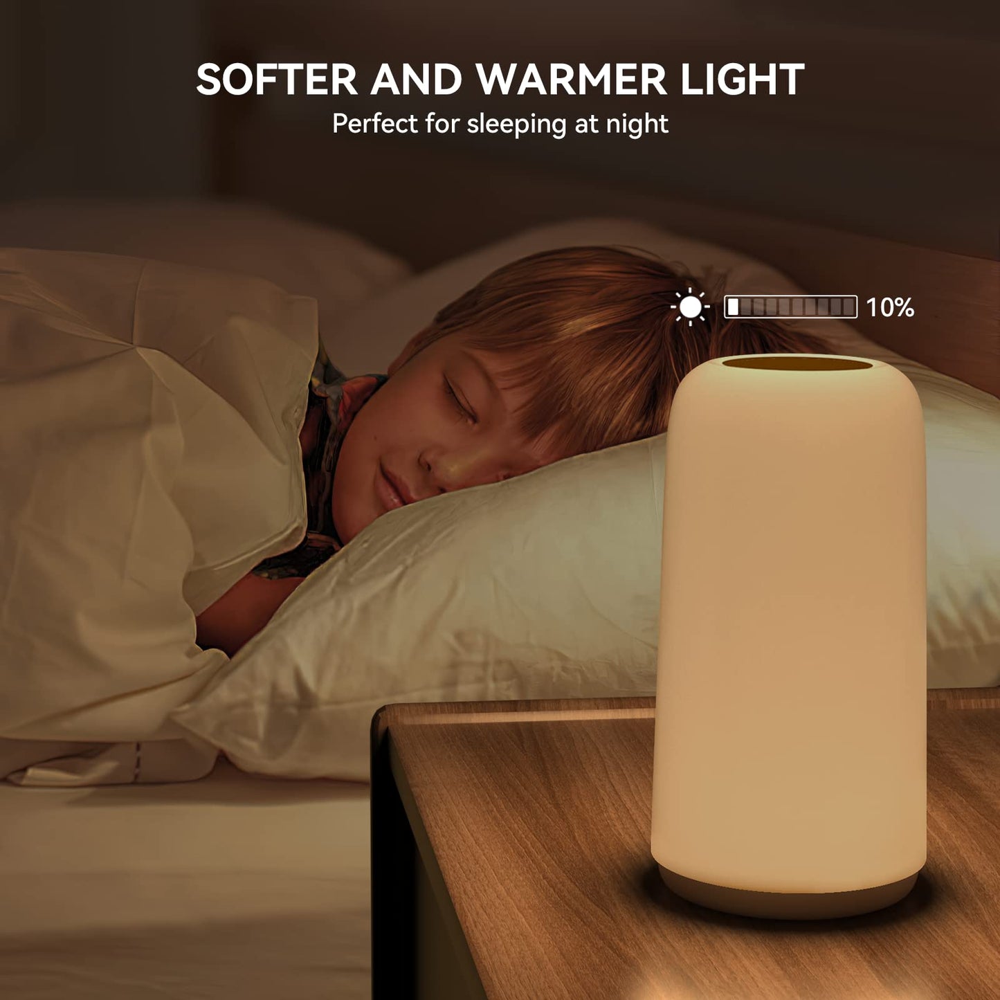 Touch Bedside Table Lamp, [Sleek Design & RGB Mode] 3 Way Dimmable Small Lamp for Bedroom