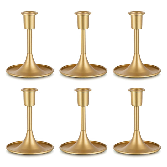 Gold Candlestick Candle Holders for Taper: 6 PCS Romadedi Gold Candle Stick Holder