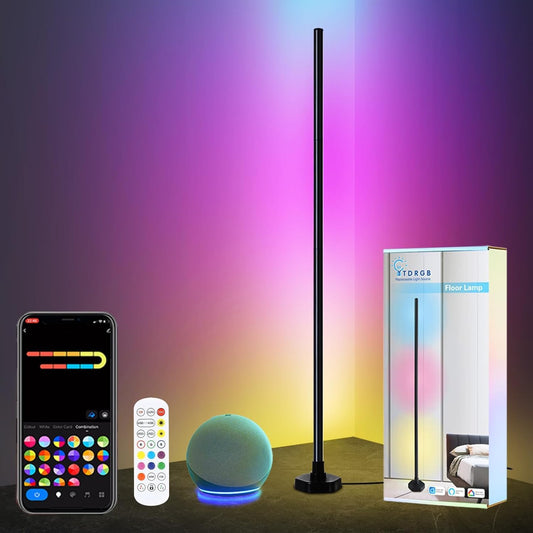 Corner Lamp Compatible with Alexa, Corner Floor Lamp with Music Sync, RGB Floor Lamp with 16 Million