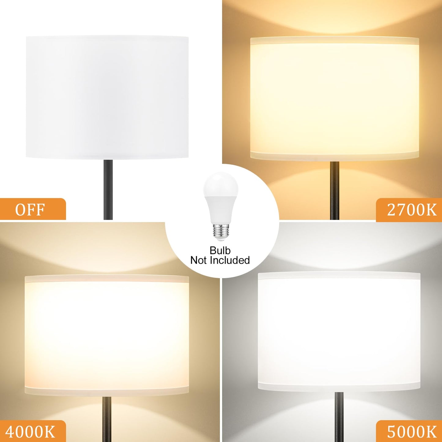 Modern Floor Lamp Simple Design with White Shade, Foot Pedal Switch 60