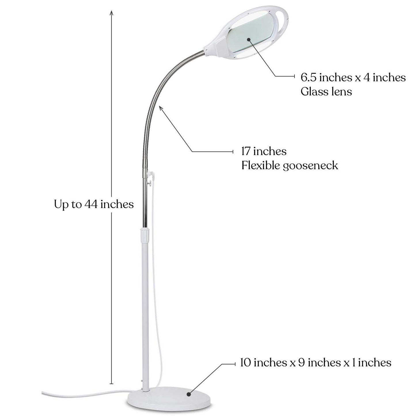 Brightech LightView Pro LED Magnifying Floor Lamp - Daylight Bright Full Spectrum Magnifier Lighted Glass Lens