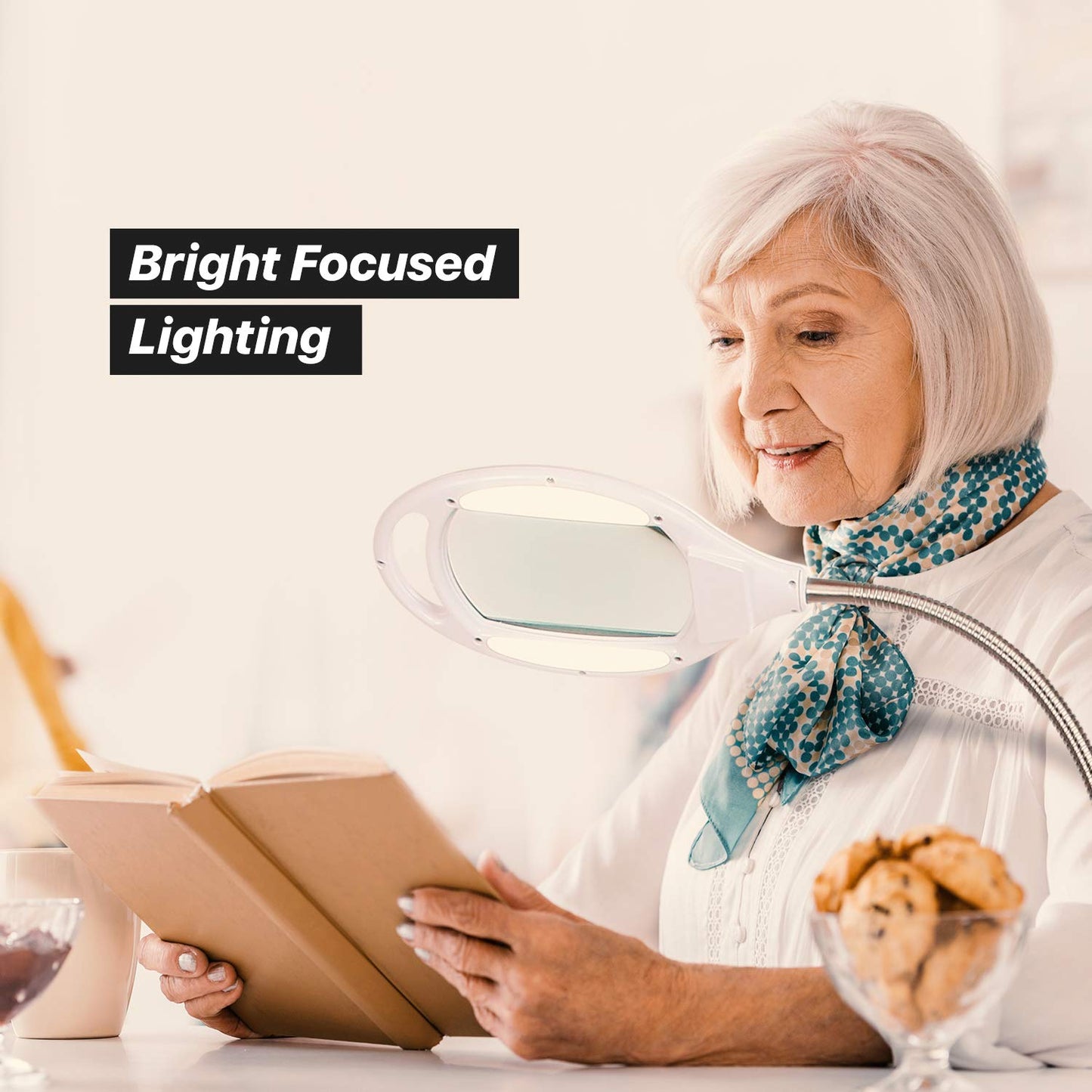 Brightech LightView Pro LED Magnifying Floor Lamp - Daylight Bright Full Spectrum Magnifier Lighted Glass Lens