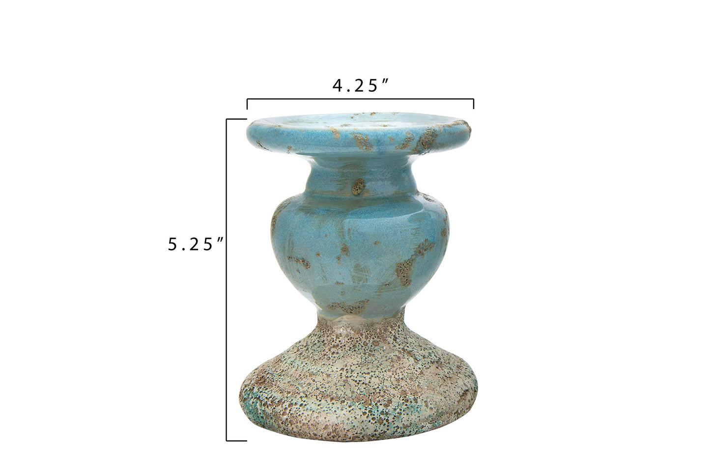 Creative Co-Op Small Distressed Blue Terracotta Pillar Candle Holder