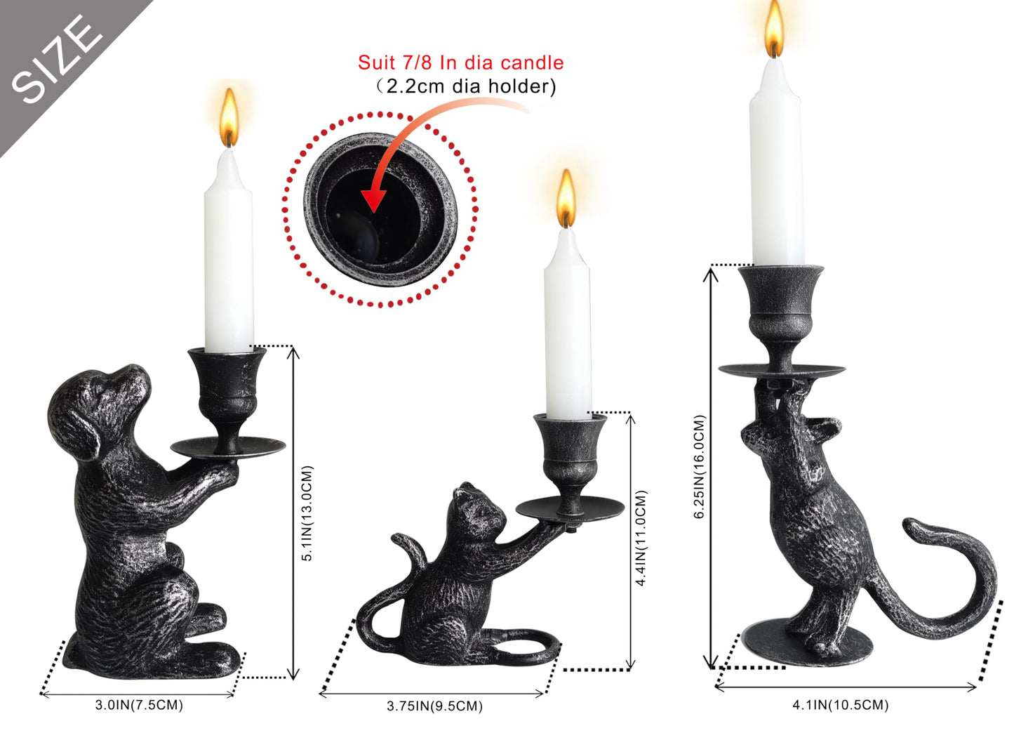 Taper Candle Holder - Cat Decor Candle Holder - Dog Decorative Candle Stand