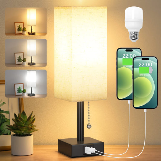 Bedside Table Lamp with 3 Color Temperatures - 3000/4000/5000K Small Lamp