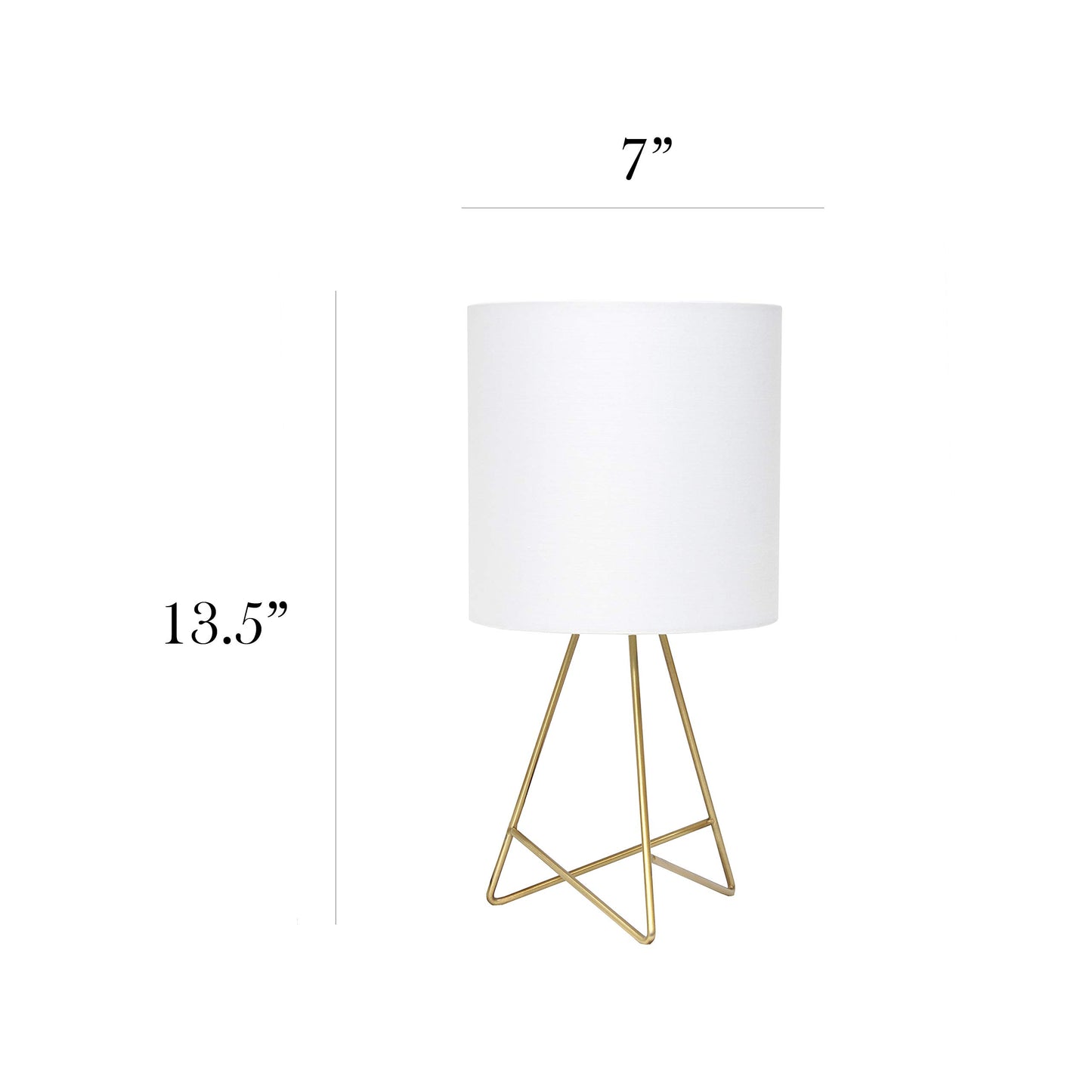 Simple Designs LT2066-GDW 13.5" Down to the Wire Metal Table Lamp with Fabric Shade