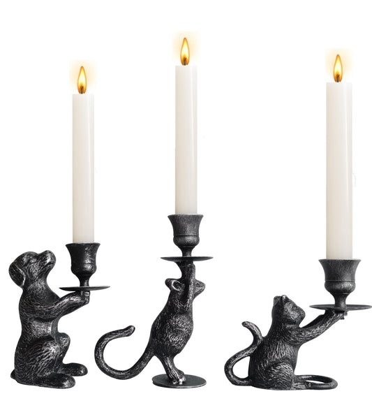 Taper Candle Holder - Cat Decor Candle Holder - Dog Decorative Candle Stand