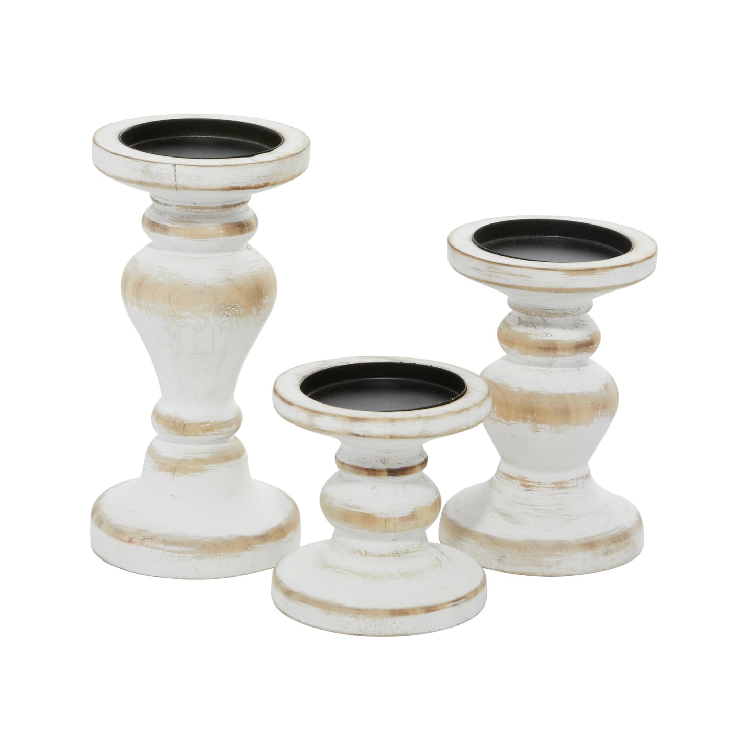 Wood Decorative Candle Holder Turned Style Candle Stand, Set of 3 Candlestick