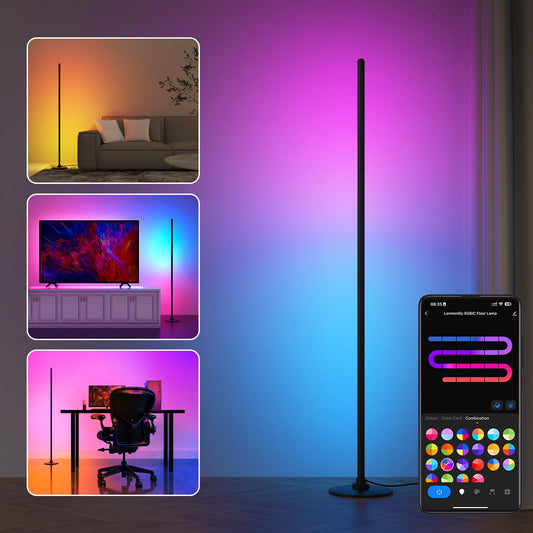 Corner Lamp Compatible with Alexa, Smart Modern Floor Lamp with Music Sync 16 Million Colors