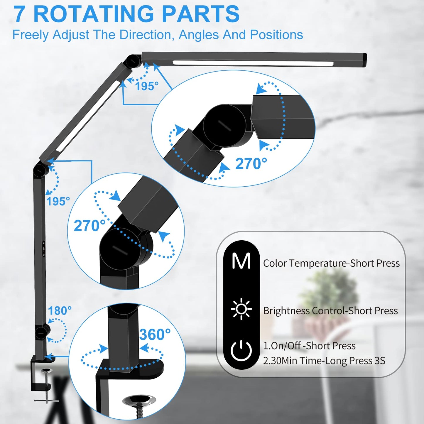 LED Desk Lamp with Clamp Architect Desk Lamp with Dual Light