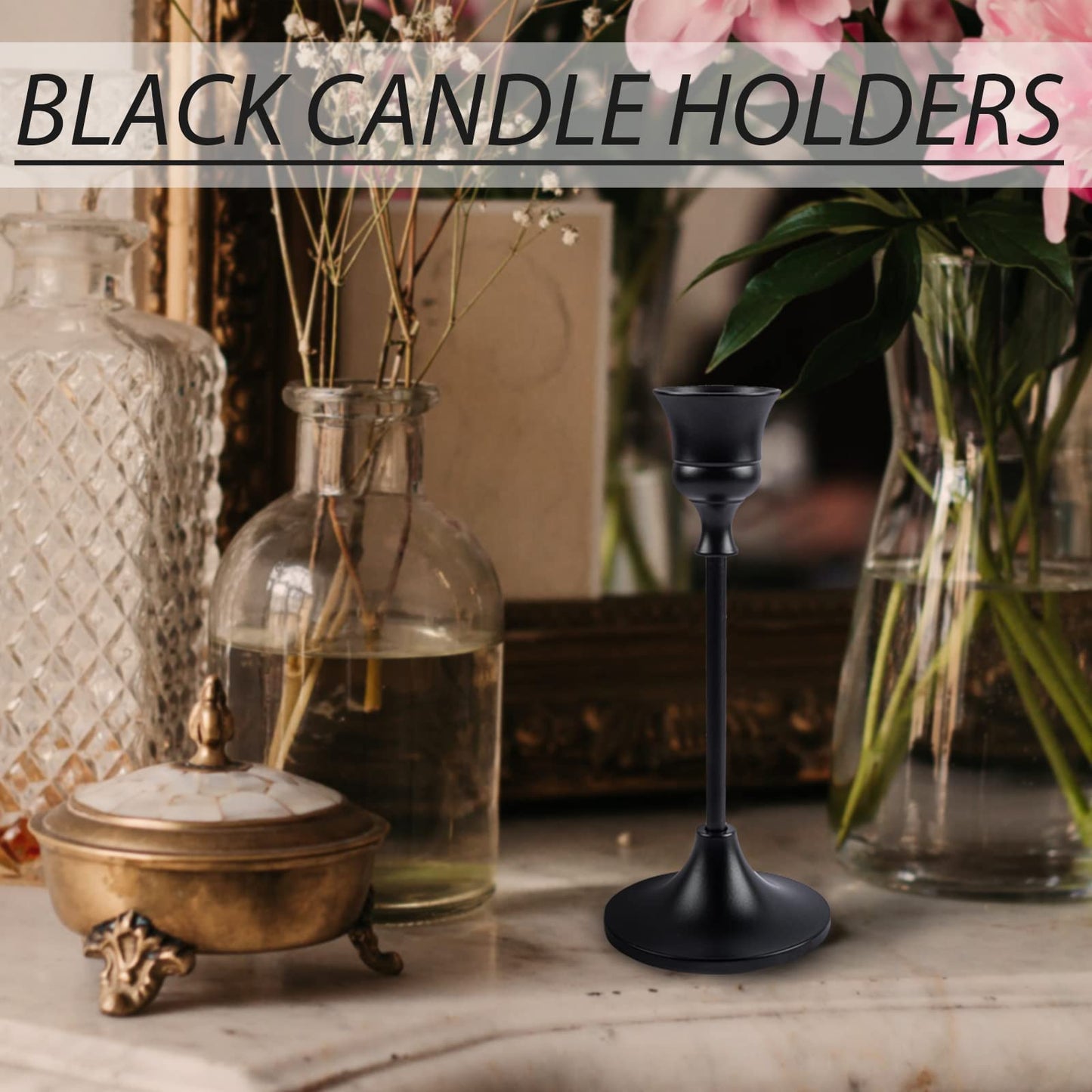 Candlestick Holders,Taper Metal Candle Holder for Candlesticks Black Candelabra Candle Holder Easter