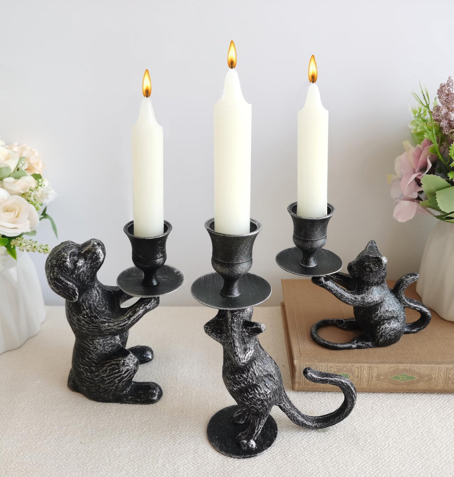 Taper Candle Holder - Cat Decor Candle Holder - Dog Decorative Candle Stand