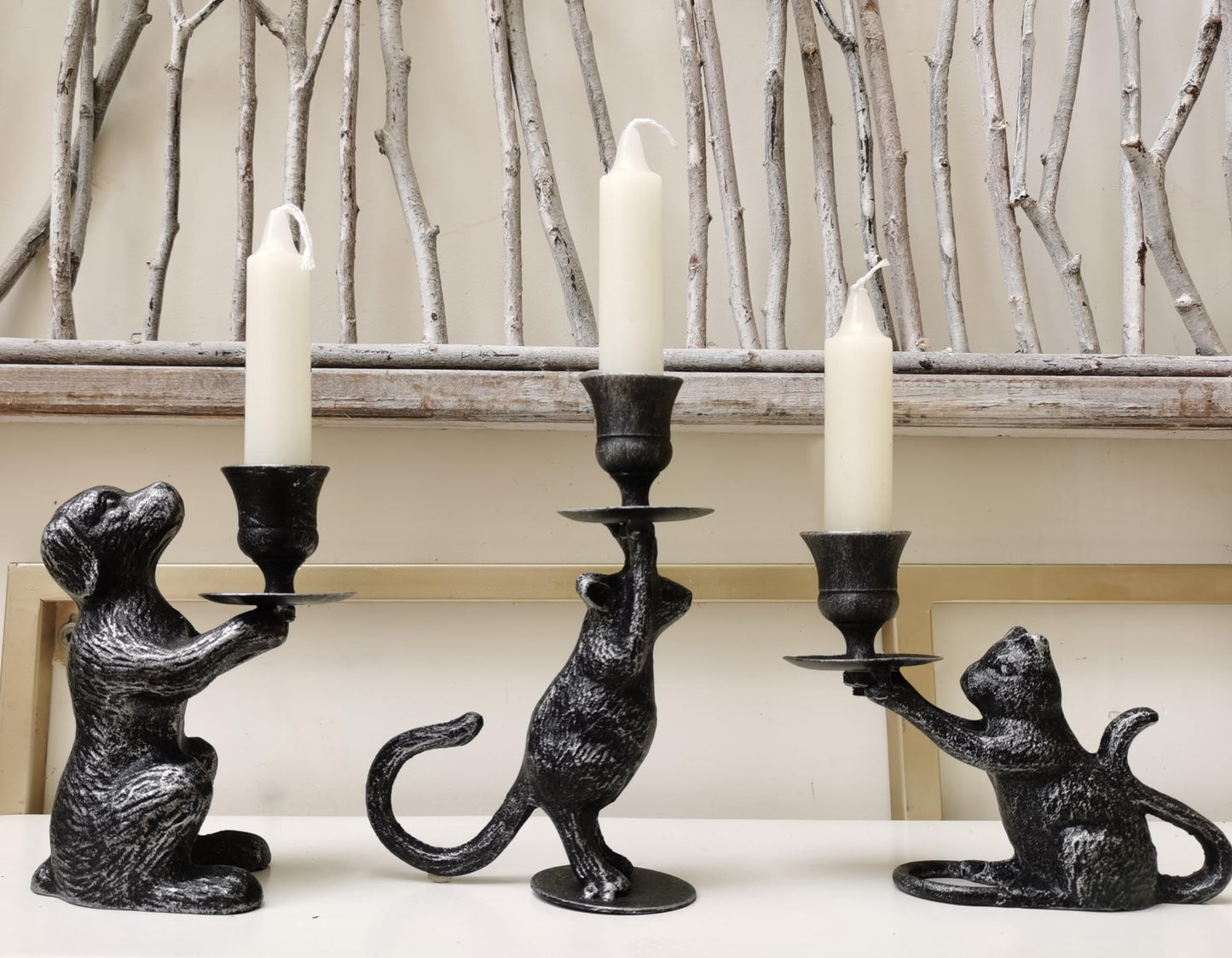 Taper Candle Holder - Cat Decor Candle Holder - Dog Decorative Candle Stand