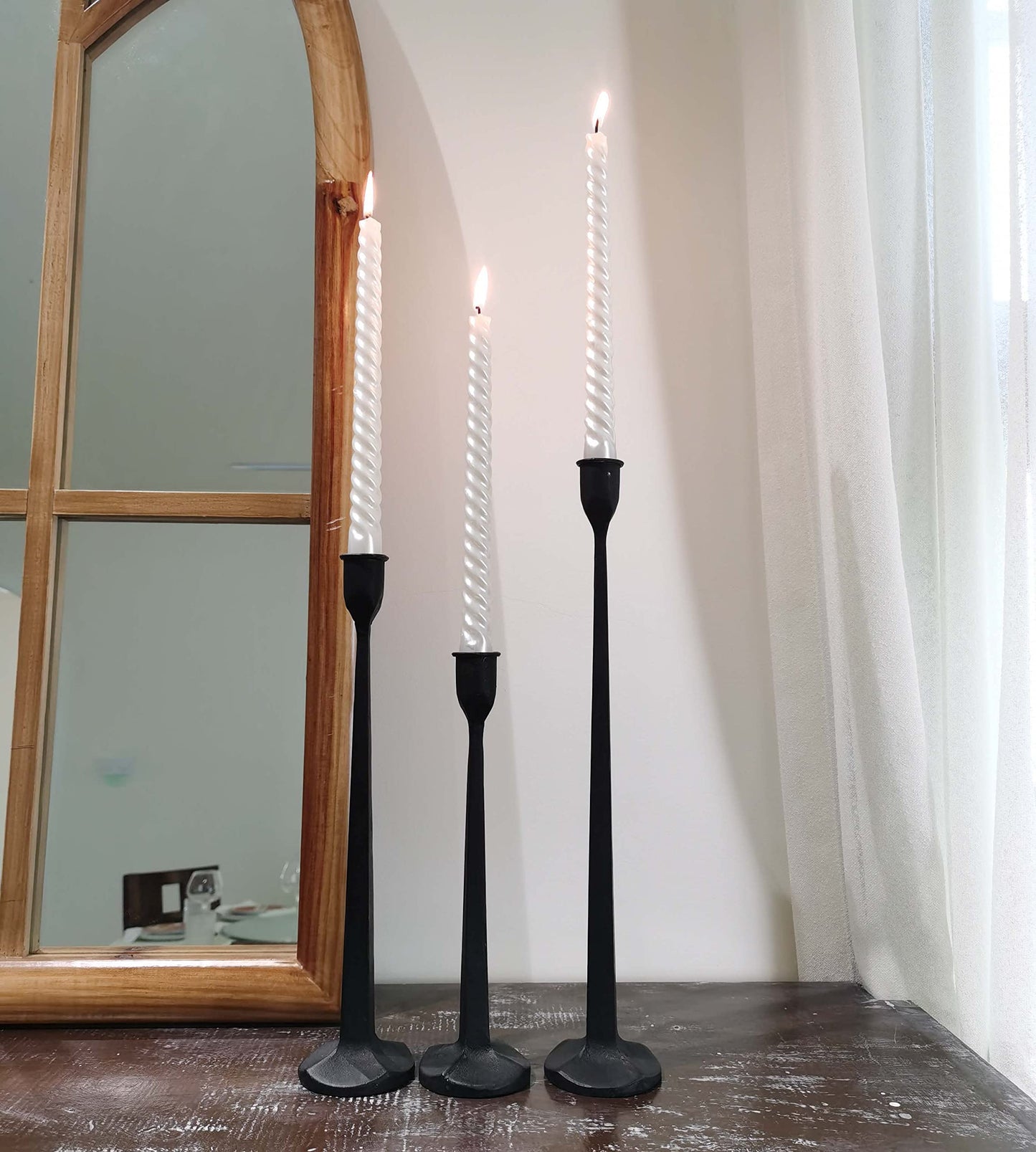 Decorative Candle Stand - Candlestick Holder for Wedding, Dinning, Party, Set 3 (Black)