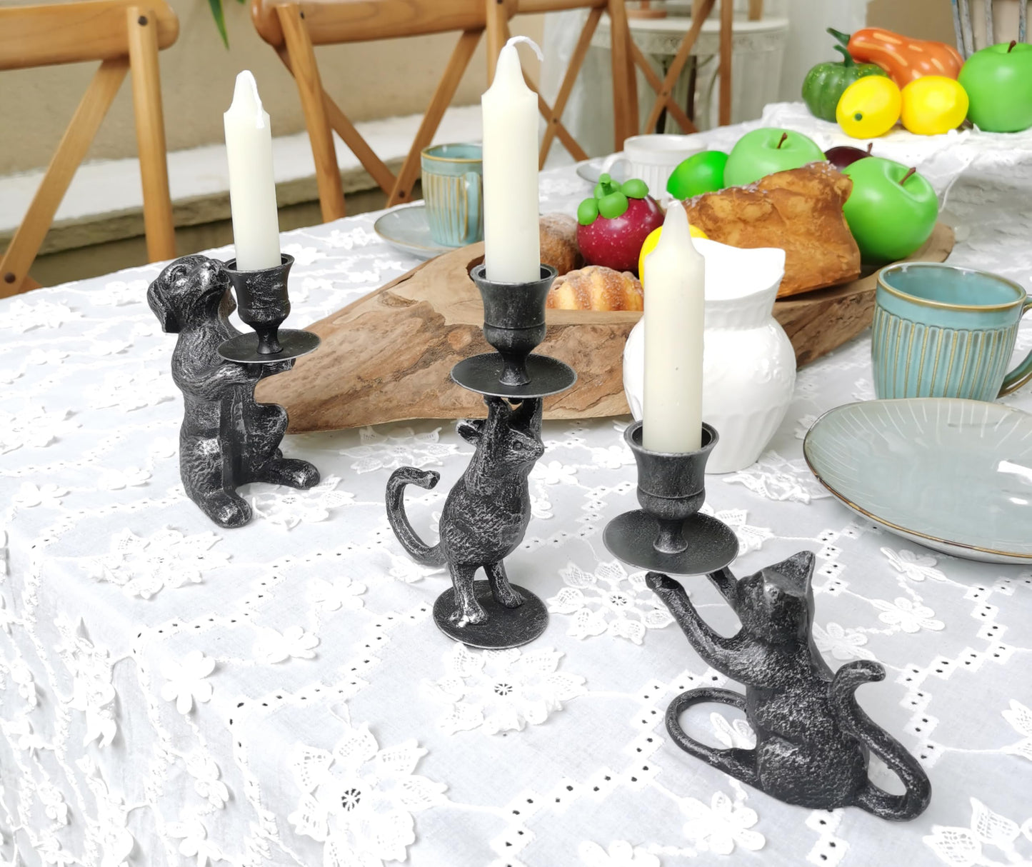 Taper Candle Holder - Cat Decor Candle Holder - Dog Decorative Candle Stand