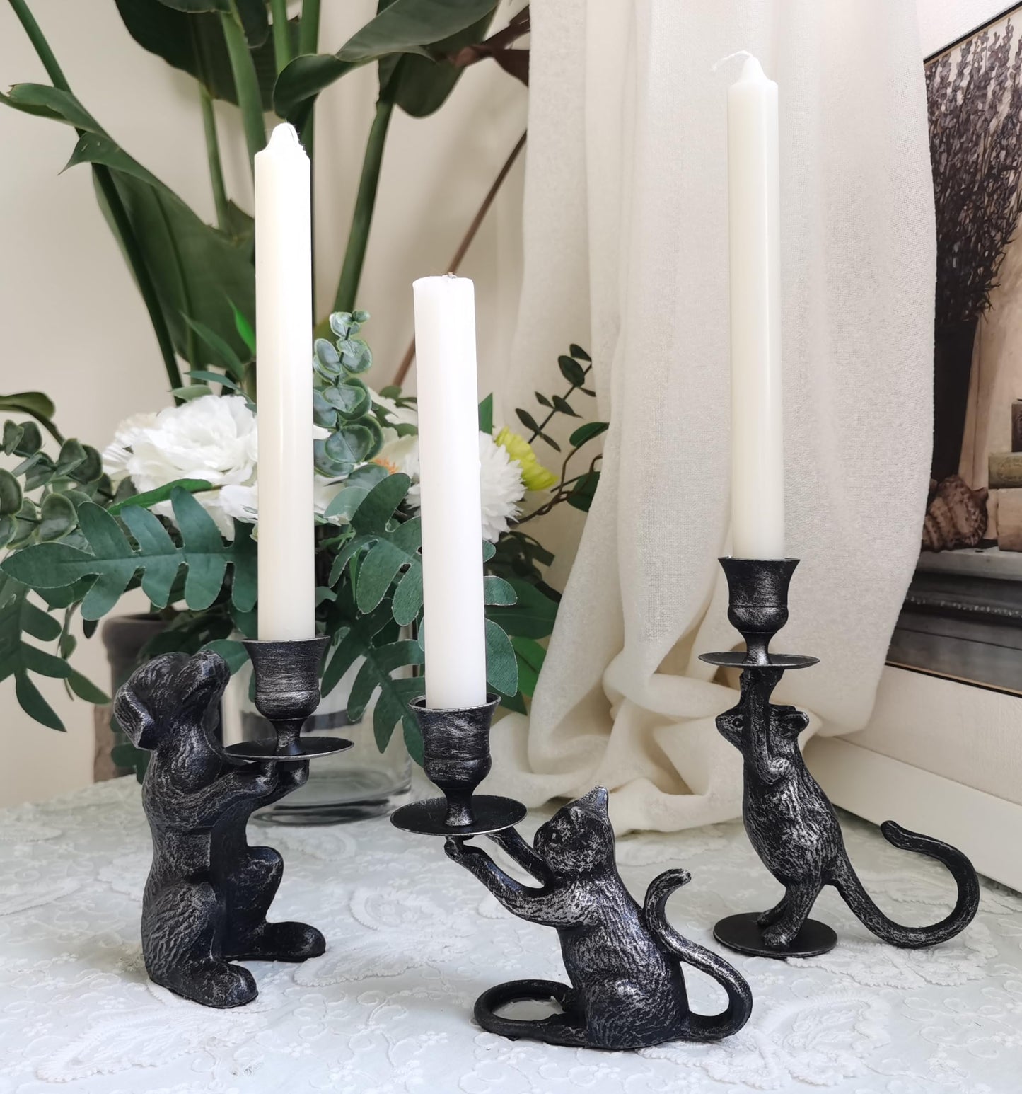 Taper Candle Holder - Cat Decor Candle Holder - Dog Decorative Candle Stand