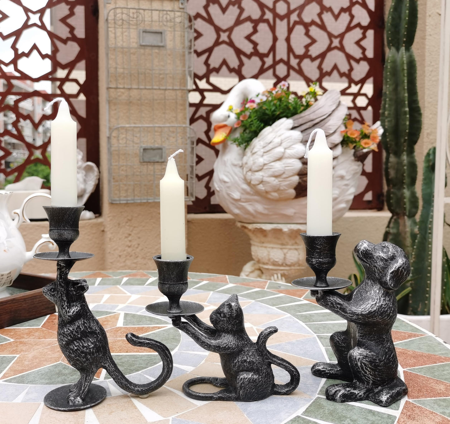 Taper Candle Holder - Cat Decor Candle Holder - Dog Decorative Candle Stand